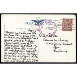 Paquebot - 1933  Postcard and Panama with 'Posted on the High Seas' T.S.S. Arandora Star in Purple.