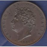 Great Britain Halfpenny - 1826 King George IV Ref S3824, Grade UNC, Ex Seaby Superb.