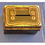 Vintage small tin-plate Moneybox cash-tin  3" x2" approx.  (useful desk top).  No key.