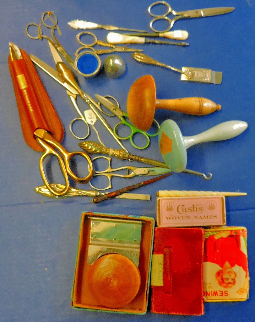 Sewing Lot - Vintage sewing related collection  Including a rare case of needles and two darning