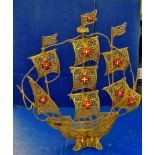 Model Portuguese Galleon  11" long x 12" tall.  Nice item.