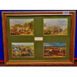 Waterloo - Four prints depicting scenes from the battle. Framed together in a single frame.  Nice