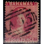 Bahamas 1877 4d dull rose, SG36, f/very fine used,