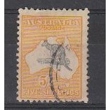 Australia - 1931-36 5/- Grey and Yellow  SG134, fine used.