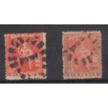 Barbados - 1868-1870 (6d)  (2)  6d Bright Orange-Vermillion  SG31; 6d Dull Orange-Vermillion, SG32.