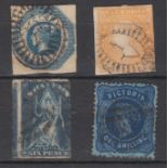 Australia (Victoria) 1854/76 4xvalues to 1/-, SG25, 32b, 73, 180. Good/fine used