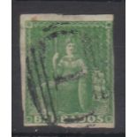 Barbados - 1855-58 (1½d) Deep Green  SG8, very fine used, SG £200.