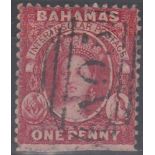 Bahamas 1862 1d brown rose (lake), SG17, some imperfections.