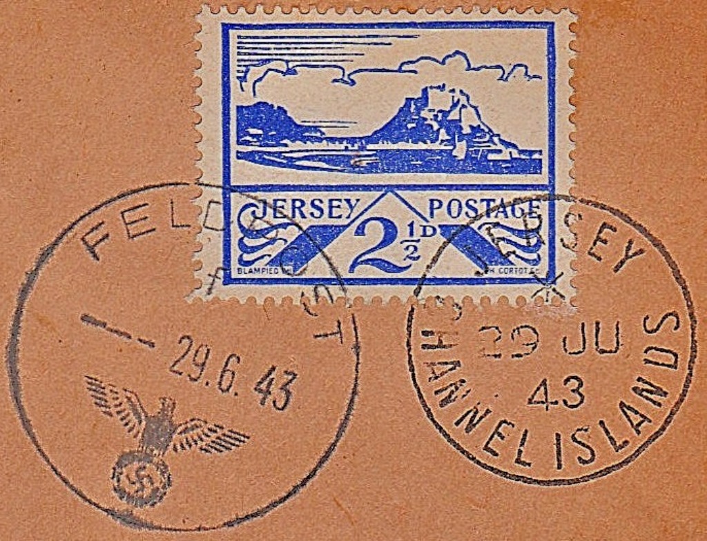 Jersey - 1943 (19 JUN) 2½d  First Day Cover to St. Heliers, 6sd Jersy datestamp and FELFPOST 'J' - Image 2 of 2