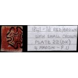 Great Britain 1841 1d Red-Brown  Plate 22,D.K., SG8L, V.F.U. markings, fine Maltese Cross.