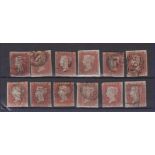 Great Britain 1841 1d Red-Brown SG8.  Wmk small crown, plated copies (as listed), 4 margin.  F.U.,