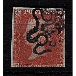 Great Britain 1841 1d Red Imperf No 5 in MX. SG8M No 5, 3 margins.