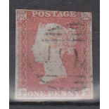 Great Britain 1841 Queen Victoria 1d Red Brown  SG8, Plate 98 (PE), 3 margin.  V.F.U.  Cat £350+.