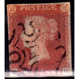 Great Britain 1841 Queen Victoria 1d Red Brown  SG8, Plate 24 (EH), 4 margin.  V.F.U.