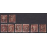 Great Britain 1841 1d Red-Brown Plated examples, 3 margins (8); EH-Plate 20; EK-Plate 20; FB-Plate