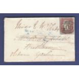 Great Britain 1849 Cover Ipswich to York, SG8, 4 margins.