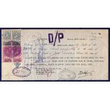 Banknotes/Cheques/Foreign  Burma - Chartered Bank of India, Rangloon, Excnahge 40R stamps; Chartered