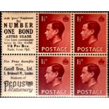 Great Britain 1936 King Edward VIII 1½d  Booklet Advert Pane (6). "Number One Bond".  M/Mint,
