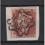 Great Britain - 1841 1d Red 'LB'  Fine used 'No 1' in Maltese Cross - a superb full crisp strike,