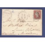 Great Britain 1841 1d red-brown, Plate 66, IB, on ENV Iron-Bridge (double arc + 406 numeral) to