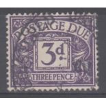 Great Britain 1954-5 3d violet, SG D42, f/very fine used.  Scarce.  Cat £60