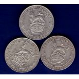 Great Britain Shillings - 1916/17/18 King George V (3)  Ref S4013, Grades 1916 NEF, 1917 VF, 1918