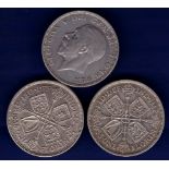 Great Britain Florin - 1933/35/36 King George V Fourth Coinage (3)  Grades 1933 NVF, 1935 NVF,