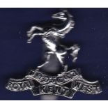 Queen's Own Royal West Kent Regiment cap badge (White metal)