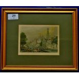 Attractive Print of river scene at Bruges  In good frame (11" x 9¼").