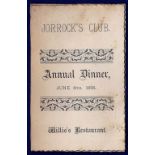 1896 (June 8th) Jorrocks Club Annual Dinner  Illustrated menu, gilt edged menu at Willis's