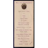 1895 (July 15th)  Printed menu at Willis's Restaurant, St. James, Edovard