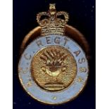 Lapel Badge A.C.C. Regimental Association  Horseshoe fitting, gilt/ light blue/grey enamel, QC, made