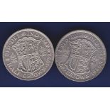 Great Britain Halfcrowns - 1932 and 1934 King George V  Both Ref S4037 and Grade AVF or better.