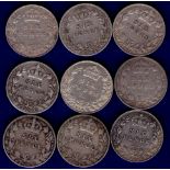 Great Britain Sixpences - 1902-1910 King Edward VII Set of 9 (9)  Grades 1902-1908/1910 F to VF