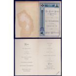 The Castle Lodge of Harmony No. 26 - 1896 (24th February)  Menu, Willis Restaurant.