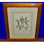 Glen Rabena - Native Indian Bird Serigraph In gold foil, "Sparrow" - Limited Edition Print framed
