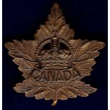 Canadian First World War General Service, officer's pattern cap badge with cut out crown, KC (Brass)