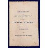 1893 (June 22nd) Northumberland and Northern Counties Club  Annual Dinner, gilt edged menu at