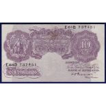 Great Britain Banknote 10/-  - 1940  Peppiatt, Mauve, E64D, Grade NEF, B251.