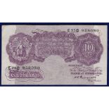 Great Britain Banknote - 1940 10/-  Peppiatt, Mauve, E75D, Grade GVF, B251.