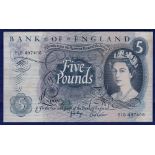 Great Britain Banknote £5 - 1971  Page, 21D, Grade AUNC.