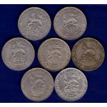 Great Britain Shillings - 1920/21/2224/25/26 King George V (6)  Grade S4032A, Grades 1920/21/24/25/