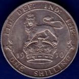 Great Britain Shilling - 1910 King Edward VII  Ref S3982, Grade NEF.