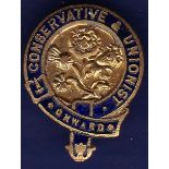 Conservative & Unionist Onward  Enamel Political Button with pin fixing.  Nice item.