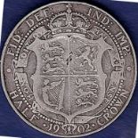 Great Britain Halfcrown - 1902 King Edward VII  Ref S3980, Grade Fine.