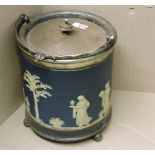A Wedgewood tea-caddy and biscuit barrel In need of a good clean.