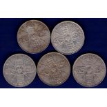 Great Britain Florins - 1920/21/22/23 and 25 King George V Second Coinage (5)  Grades GF to NVF.