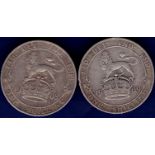 Great Britain Shilling - 1908 and 1909 King Edward VII (2)  Ref S3982, Grade GF+ Fine.