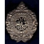 Argyll and Sutherland Cap badge WWI Issue. (White Meta) With original tartan backing cloth. Scarce
