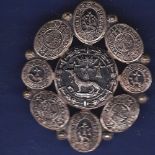 Brooches Centre Plate  With 8 surrounding silver metal with pin fixing.  Bijoux.  Brettons Kelt Oval